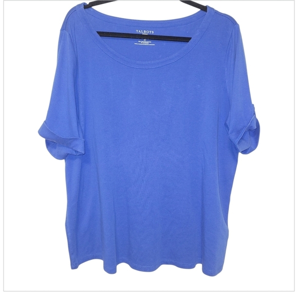 Talbots Woman 2X Stretch Weekend Tee Blue Plus Size Classic Scoop - Picture 3 of 4